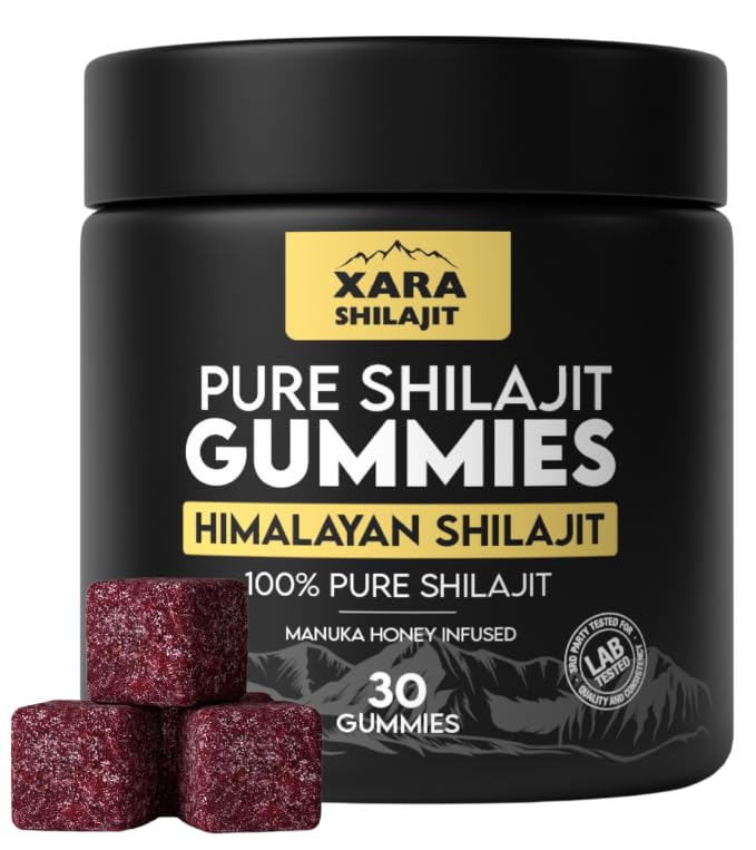 Xara Shilajit Gummies bottle front view with 30 gummies
