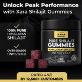 Xara Shilajit Gummies close-up on a wooden table