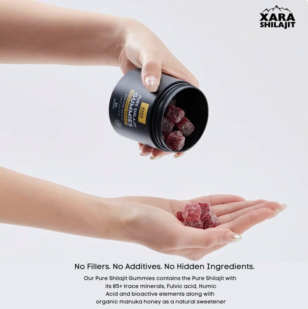 Xara Shilajit Gummies showing individual gummy detail