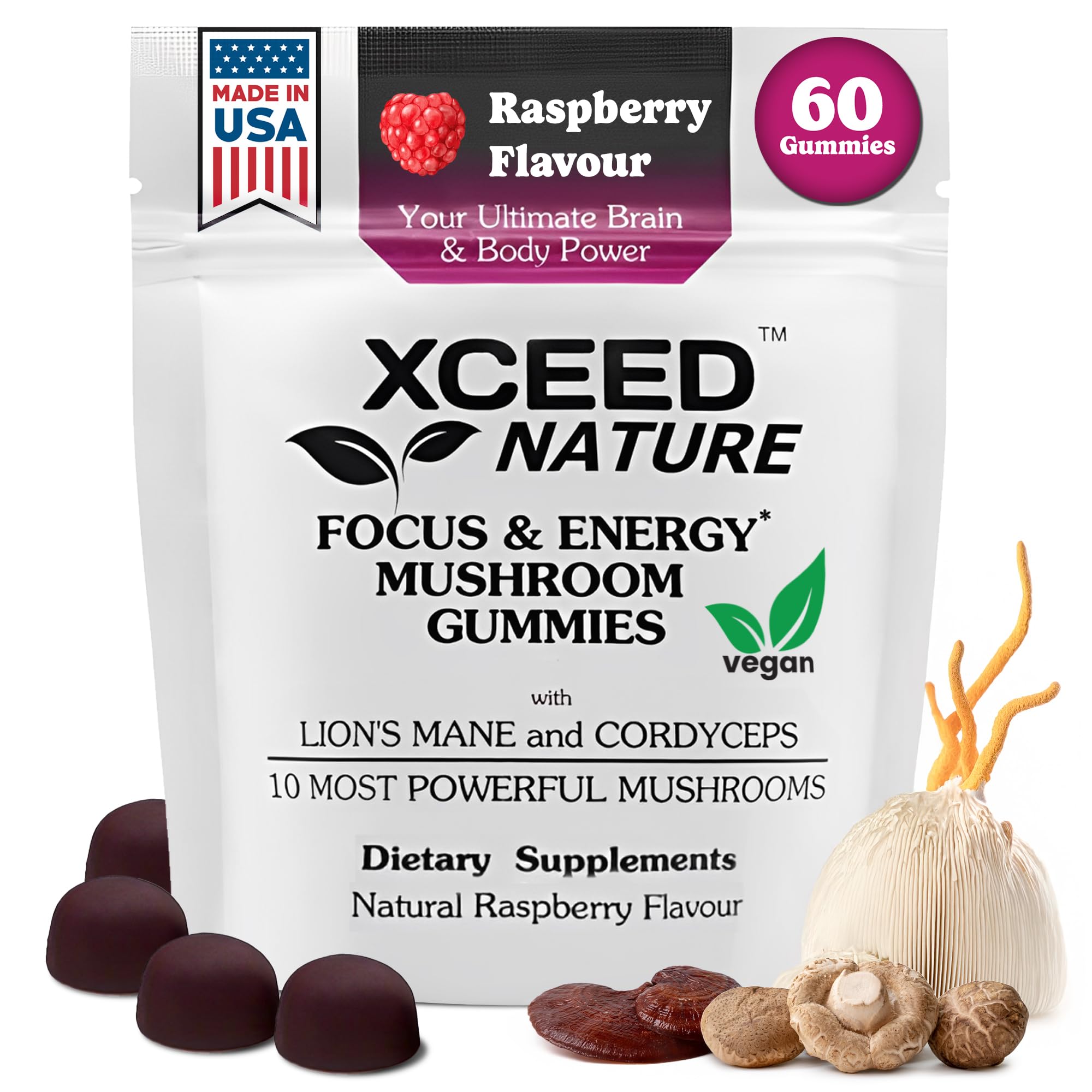 XCEED NATURE Functional Mushrooms Gummies 60 Count front view