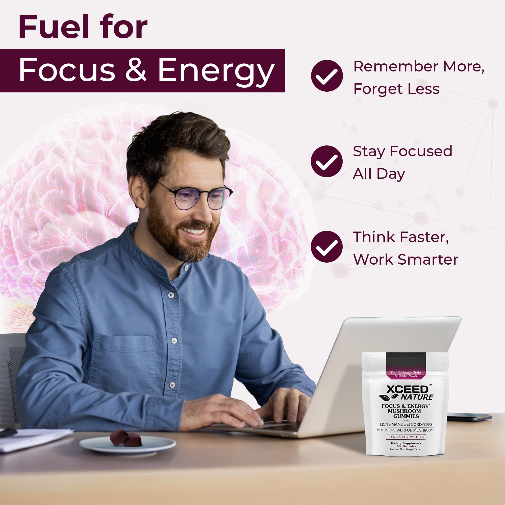 XCEED NATURE Functional Mushrooms Gummies packaging