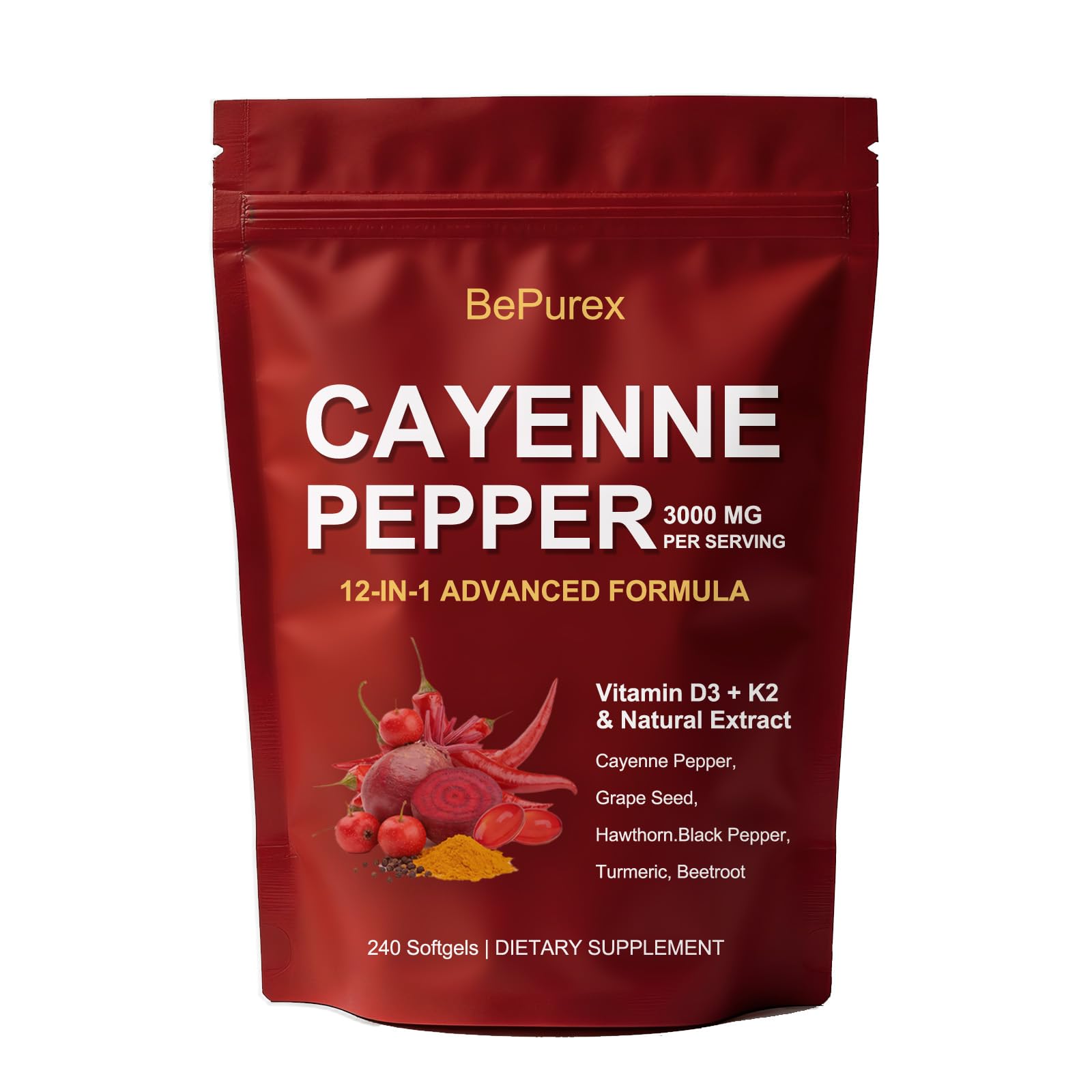 XCFXCF Natural Cayenne Pepper Softgels front view