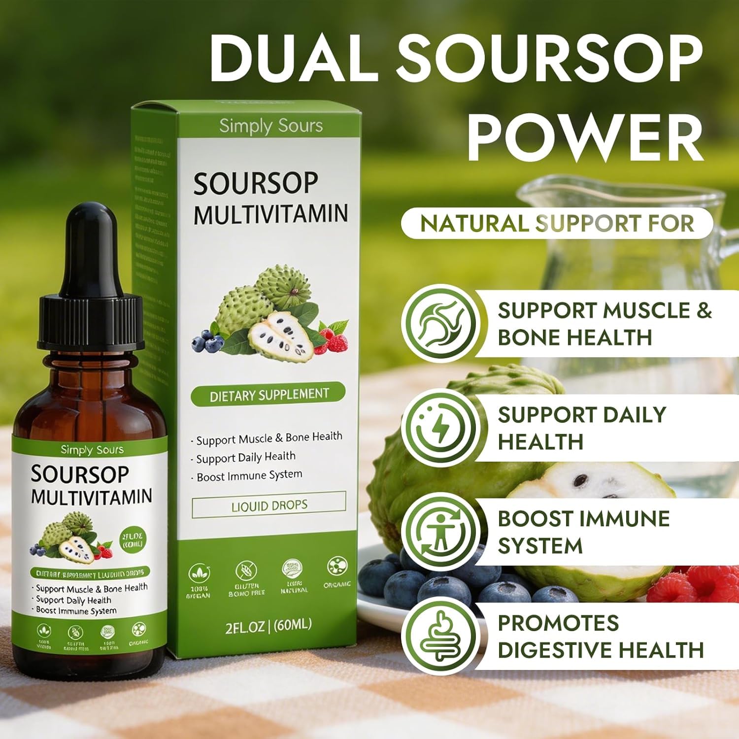 XCFXCF Organic Soursop Graviola Extract Drops 5000mg dropper close-up