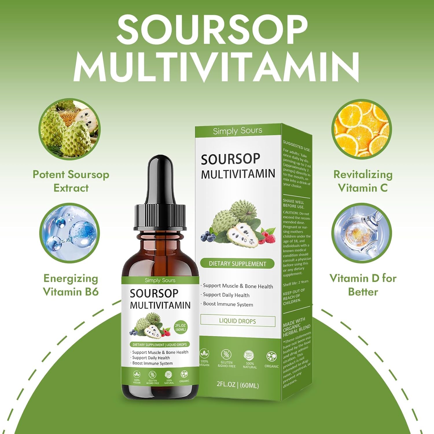 XCFXCF Organic Soursop Graviola Extract Drops 5000mg liquid in a glass