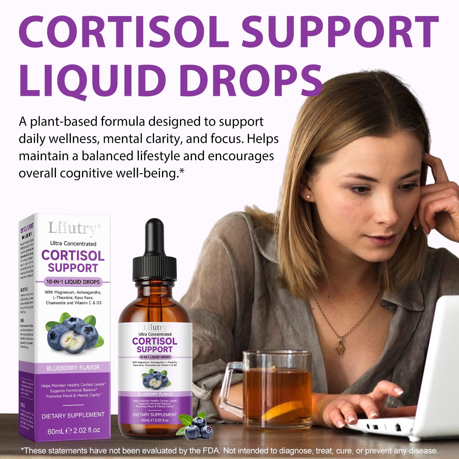 XCTTDXEH Cortisol Support Drops with measuring dropper