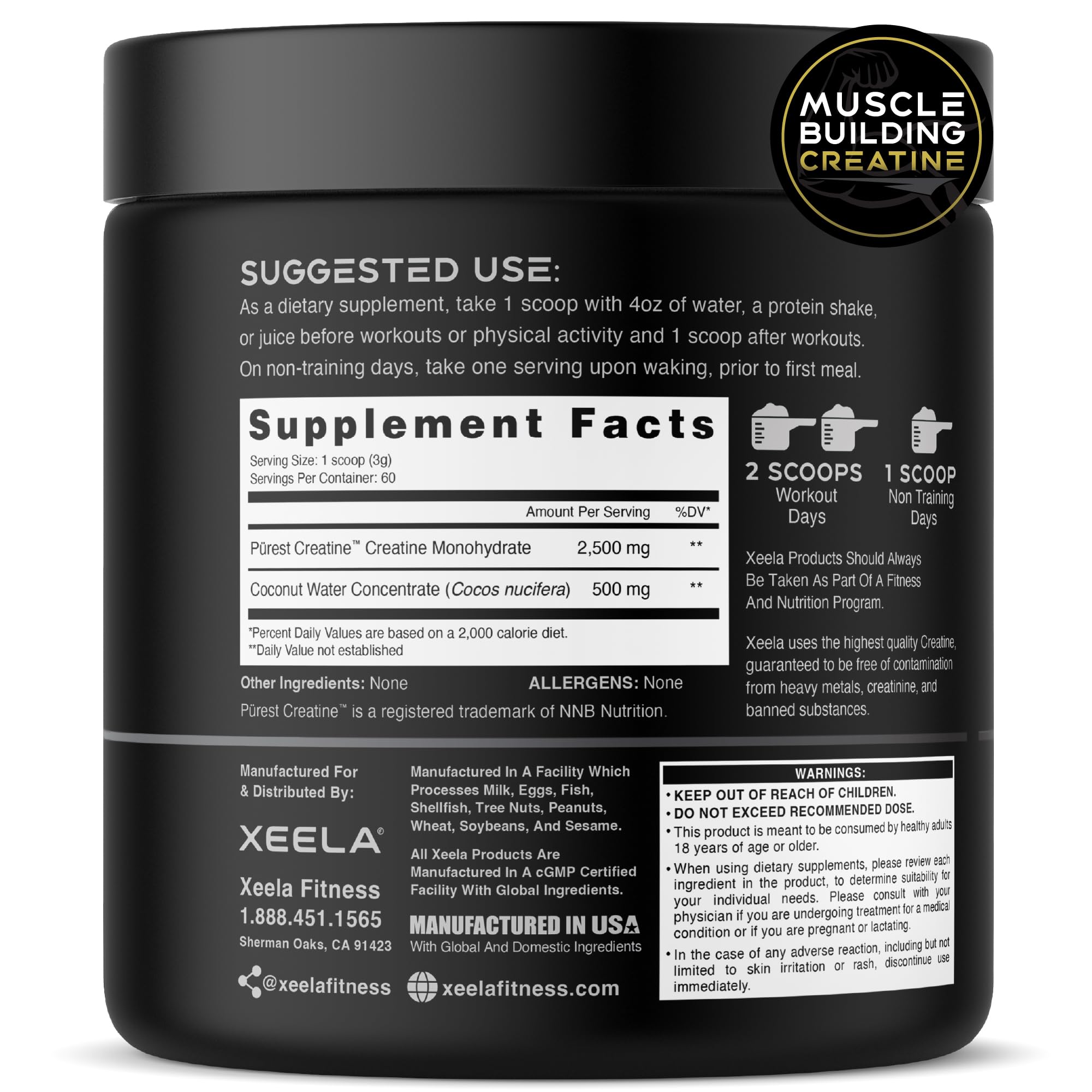 XEELA Creatine Supplement 249g packaging
