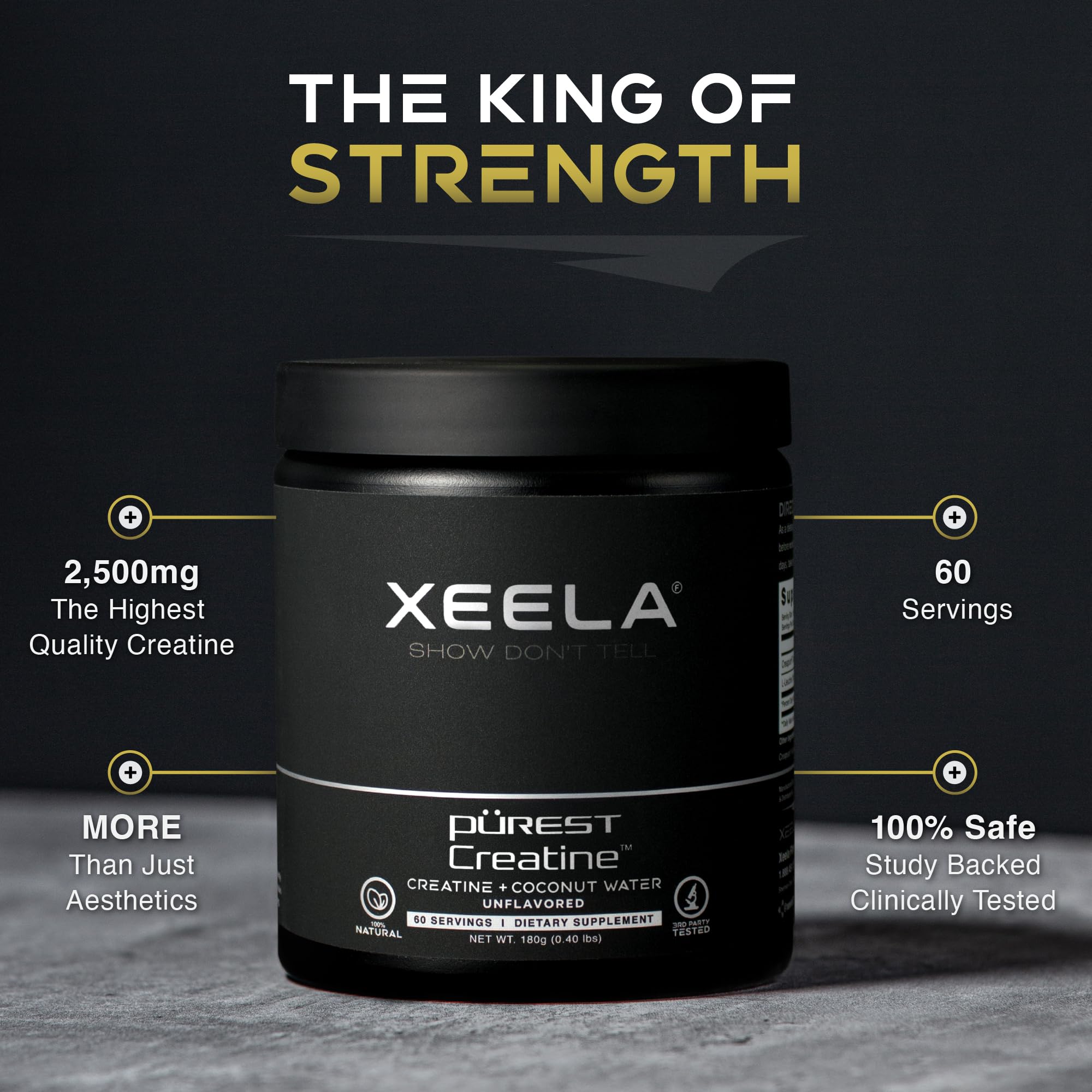 XEELA Creatine Supplement 249g side view