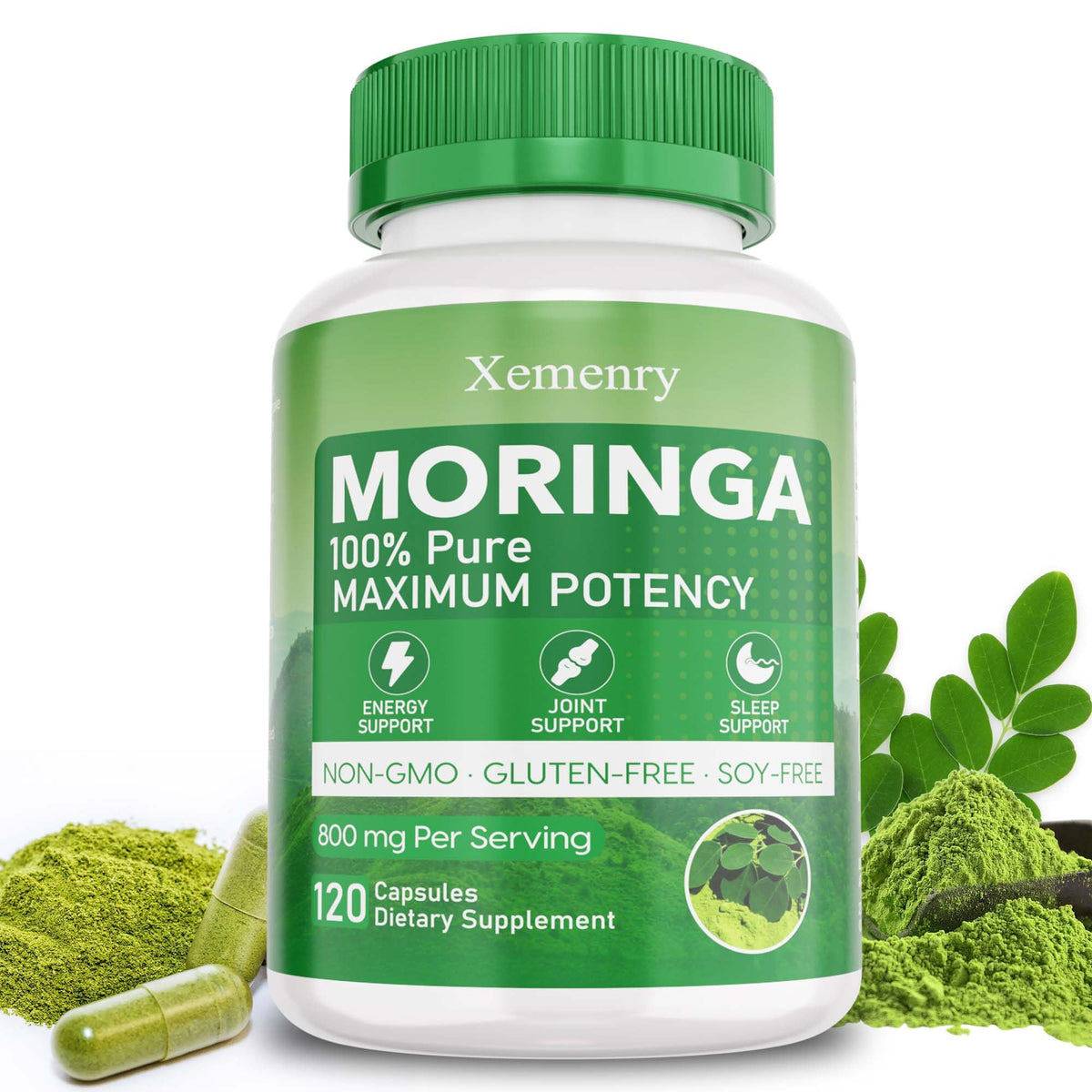 Xemenry Moringa Oleifera Capsules 60 count front view