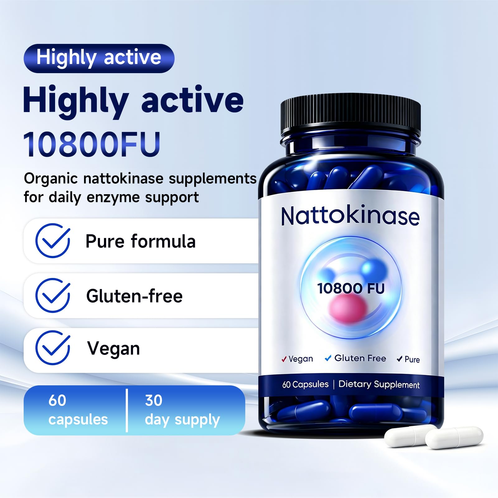 Xhnbbghao Nattokinase Capsules bottle side view