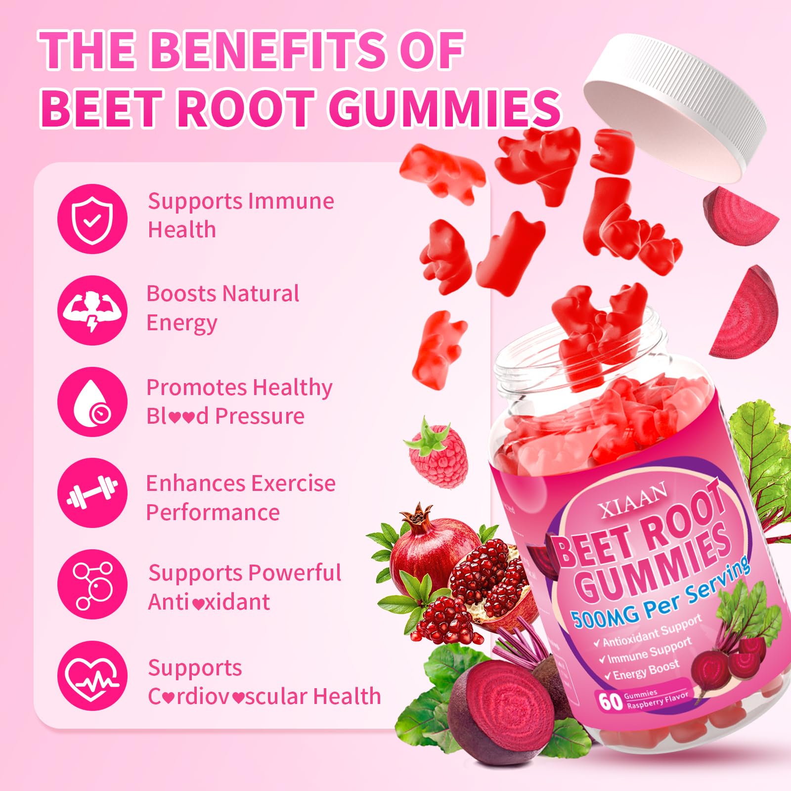 XIAAN Beet Root Gummies open packaging with gummies
