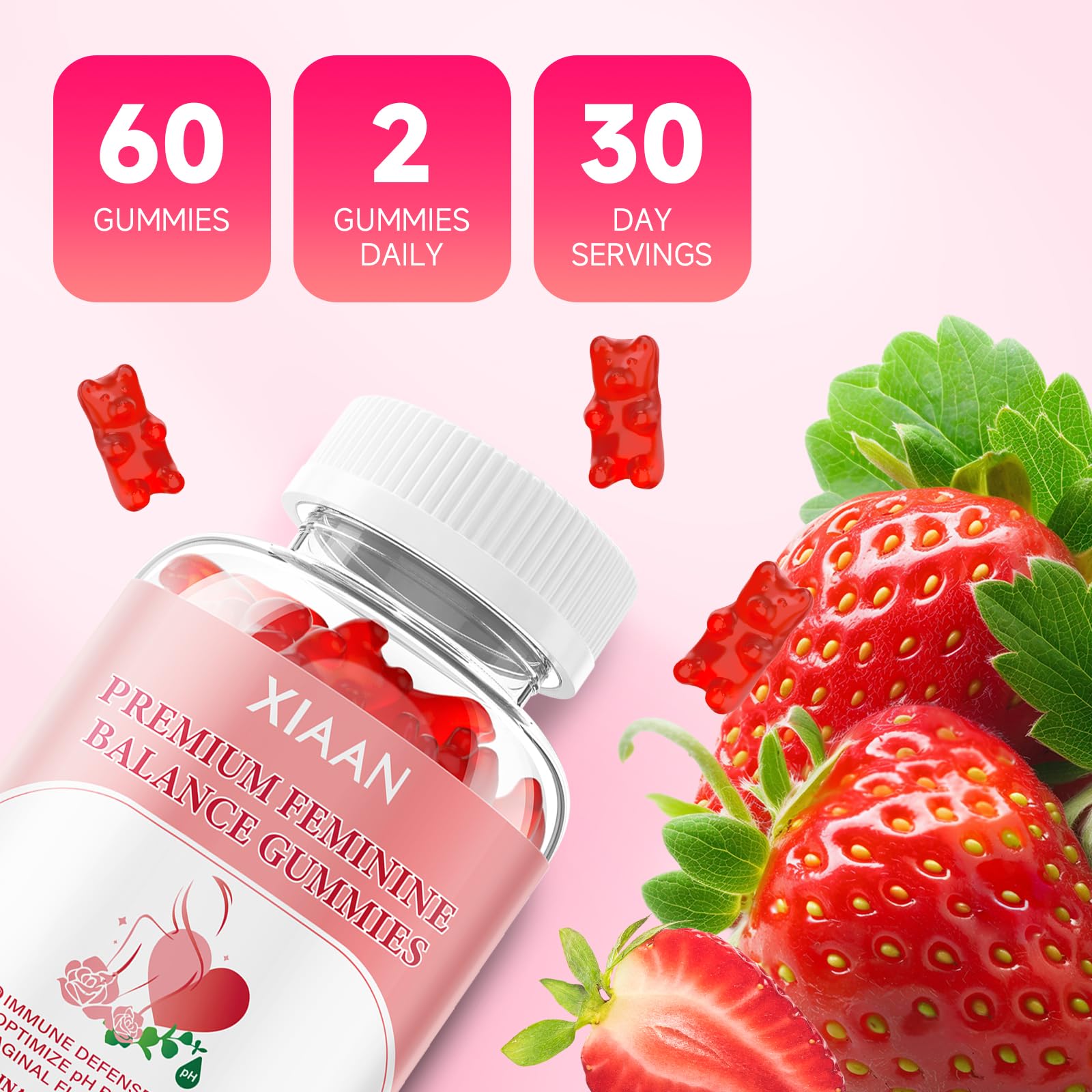 XIAAN Feminine Balance Gummies with fresh pineapple slices