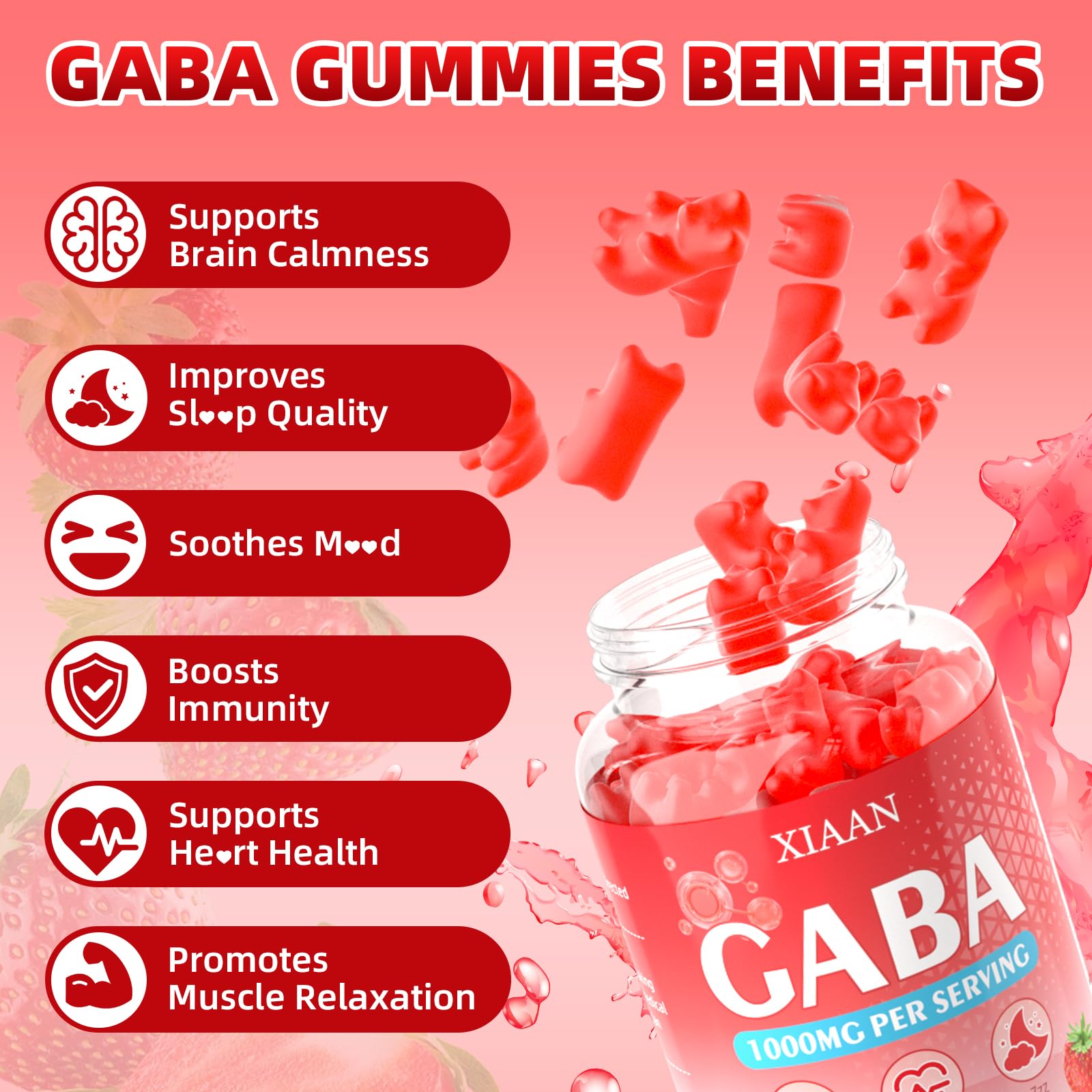 XIAAN GABA Gummies 1000mg gummies in hand