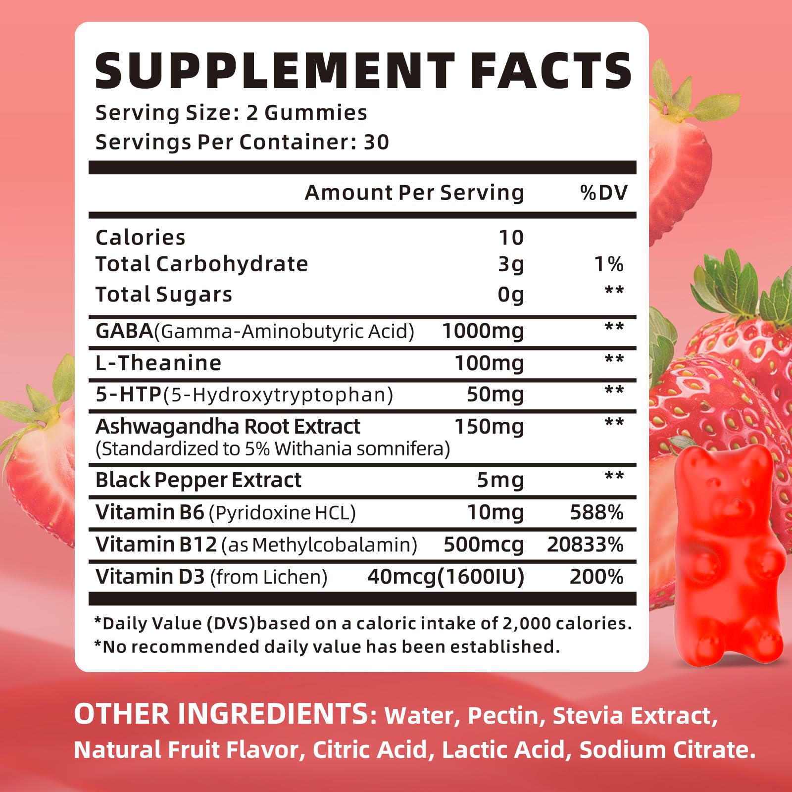XIAAN GABA Gummies 1000mg side view, packaging details