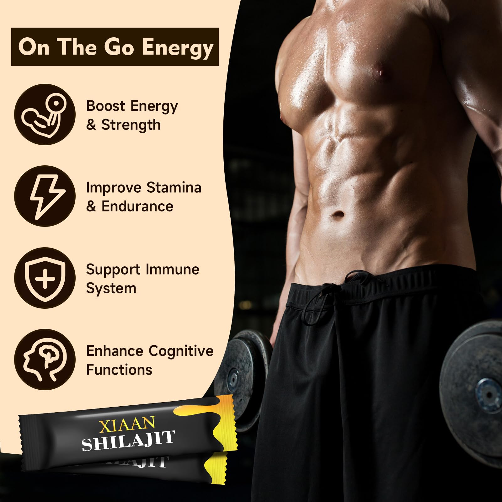 XIAAN Himalayan Shilajit Honey Sticks in a glass of warm water
