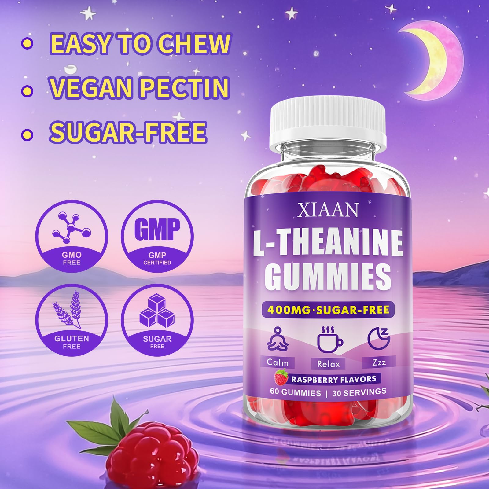 XIAAN L-Theanine gummies vegan and organic label