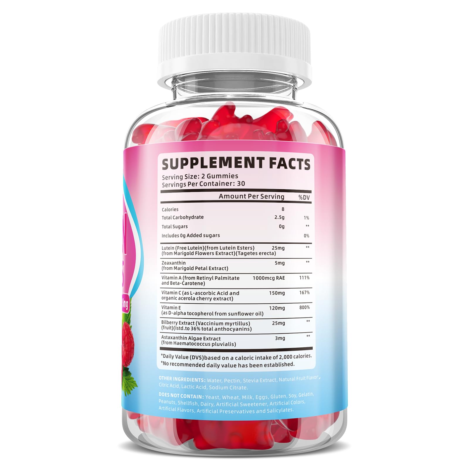 XIAAN Lutein Gummies vegan and gluten-free label