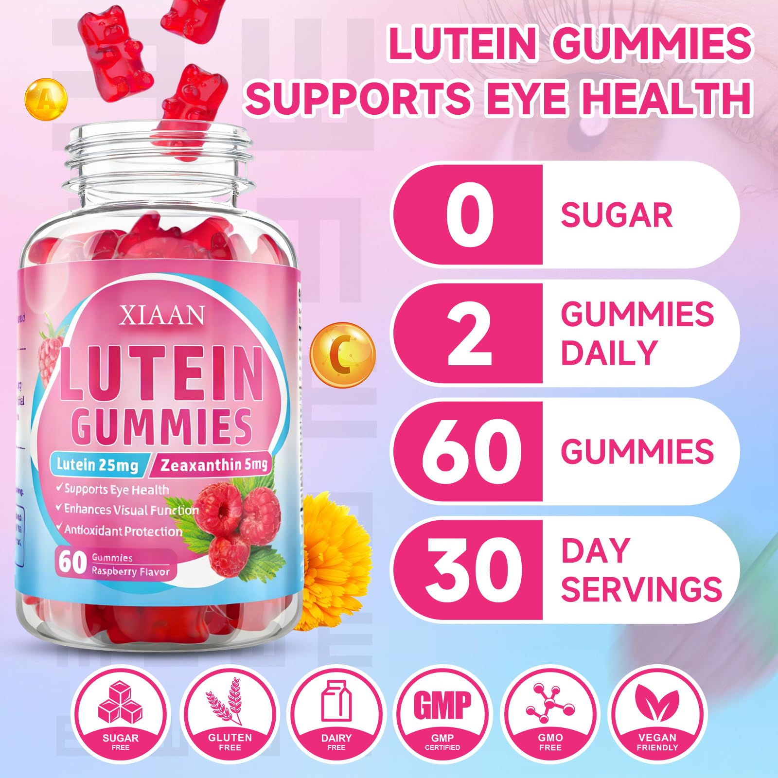 XIAAN Lutein Gummies with natural bilberry extract