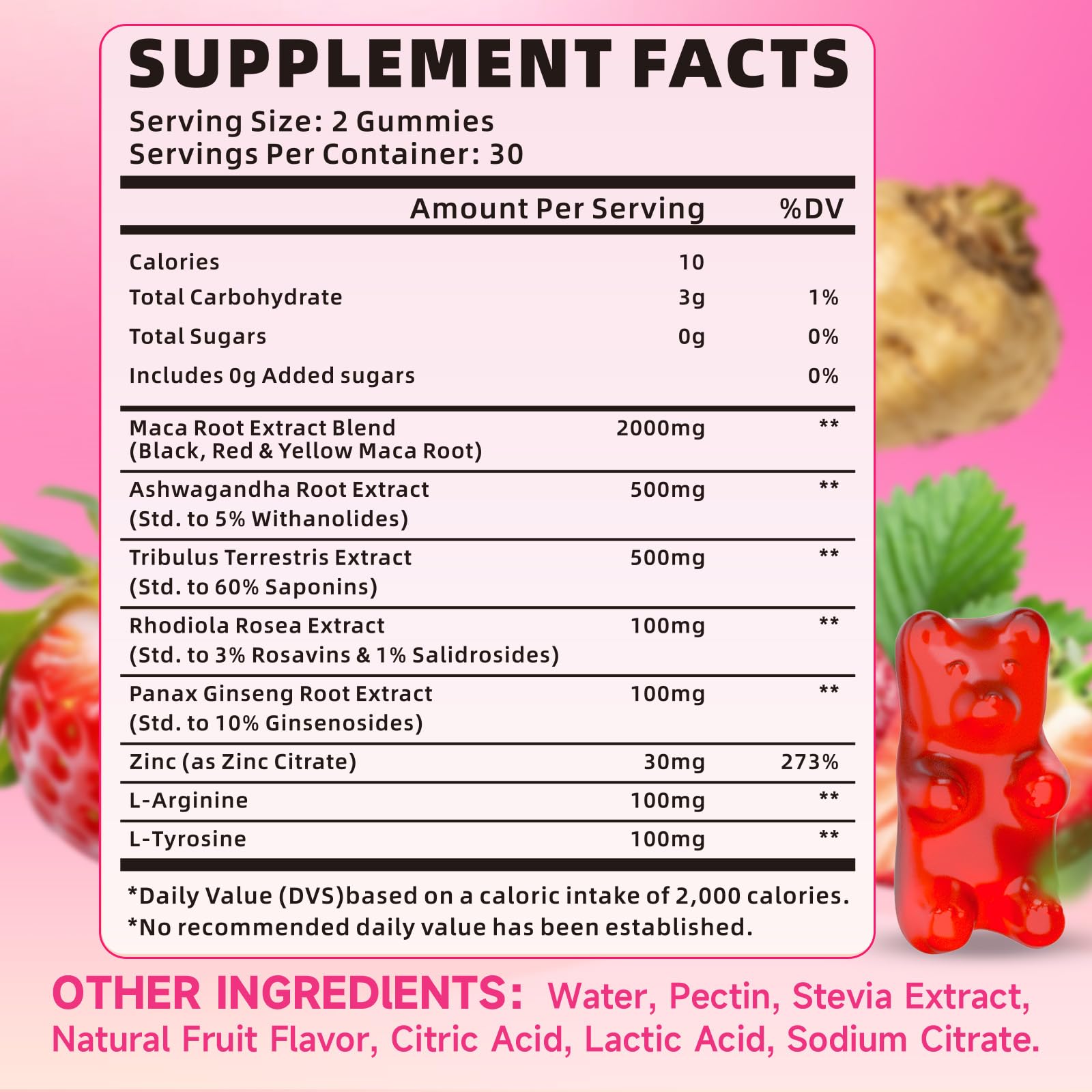 XIAAN Maca Root Gummies packaging with nutritional information