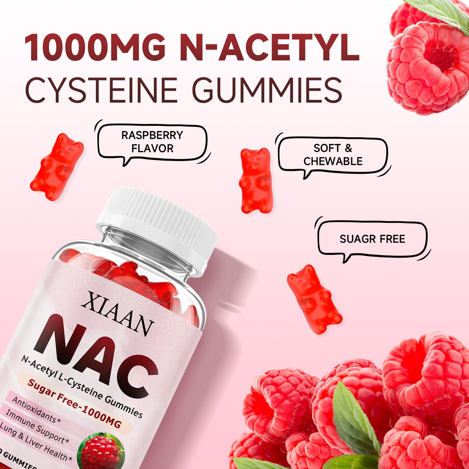 XIAAN NAC Gummies nutritional information on back