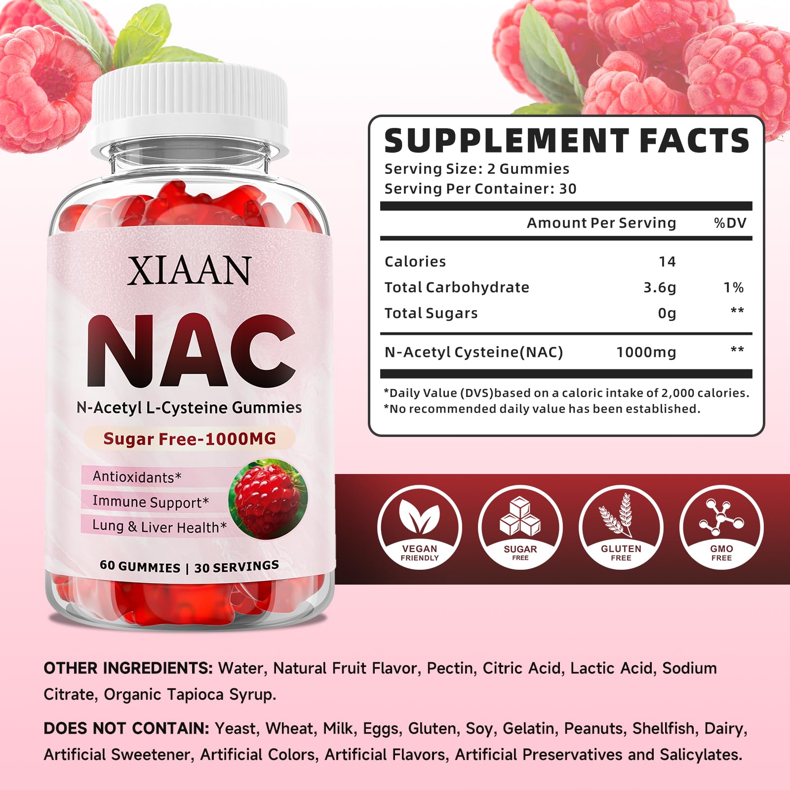 XIAAN NAC Gummies packaging with 60 gummies