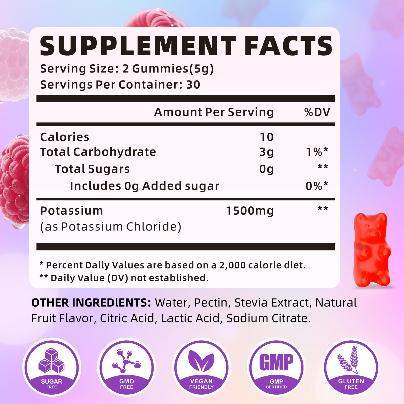 XIAAN Potassium Gummies bottle showing label details