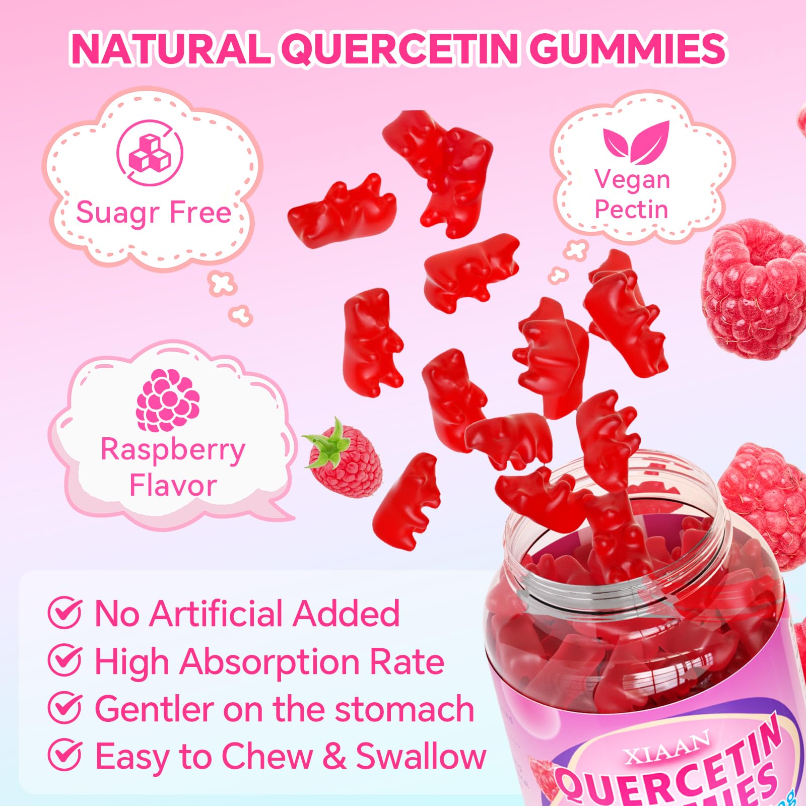 XIAAN Quercetin Gummies close-up of gummy texture
