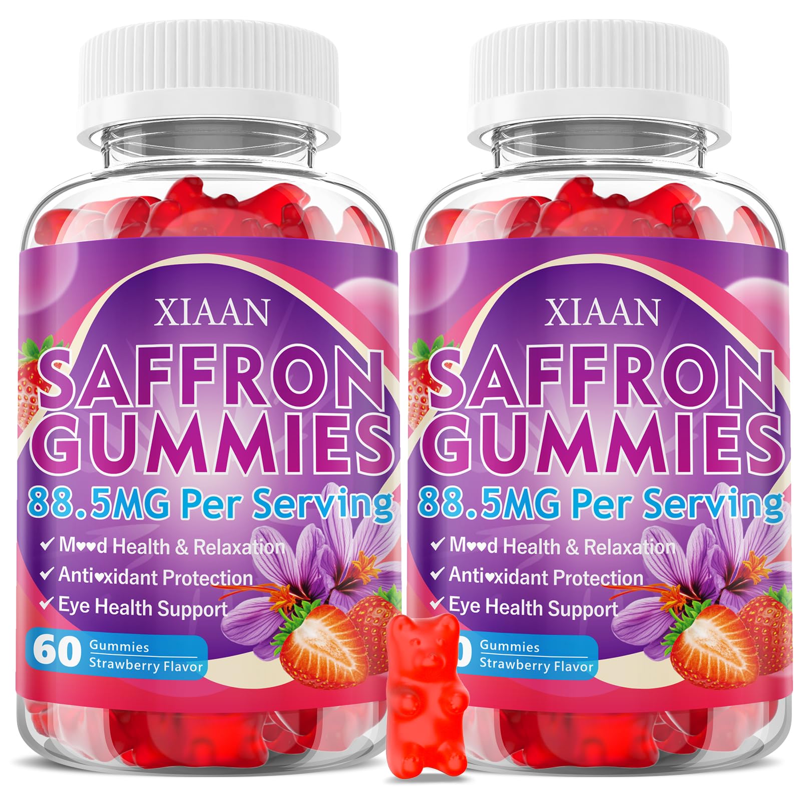 XIAAN Saffron Gummies front view with strawberry flavour