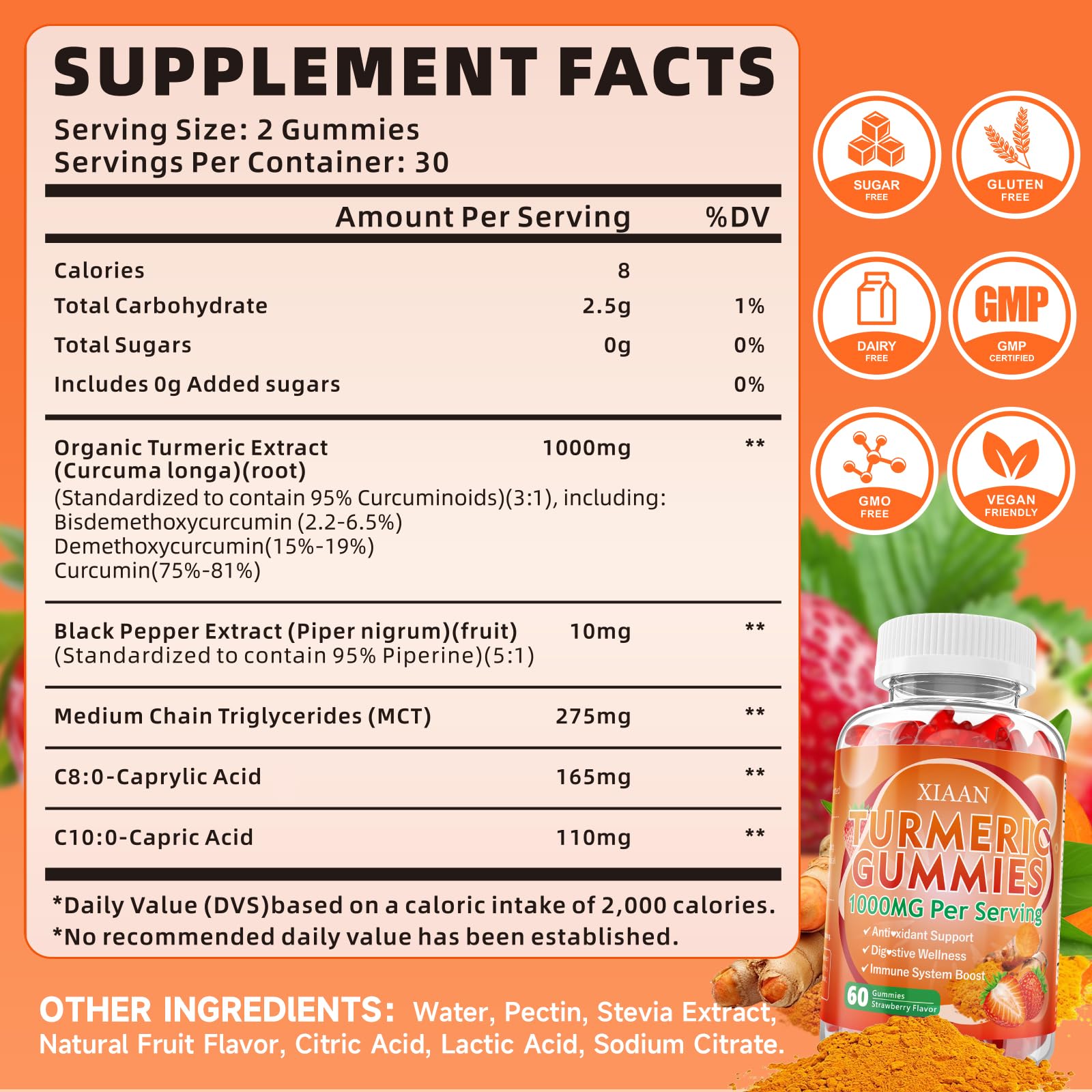 XIAAN Turmeric Gummies with black pepper label