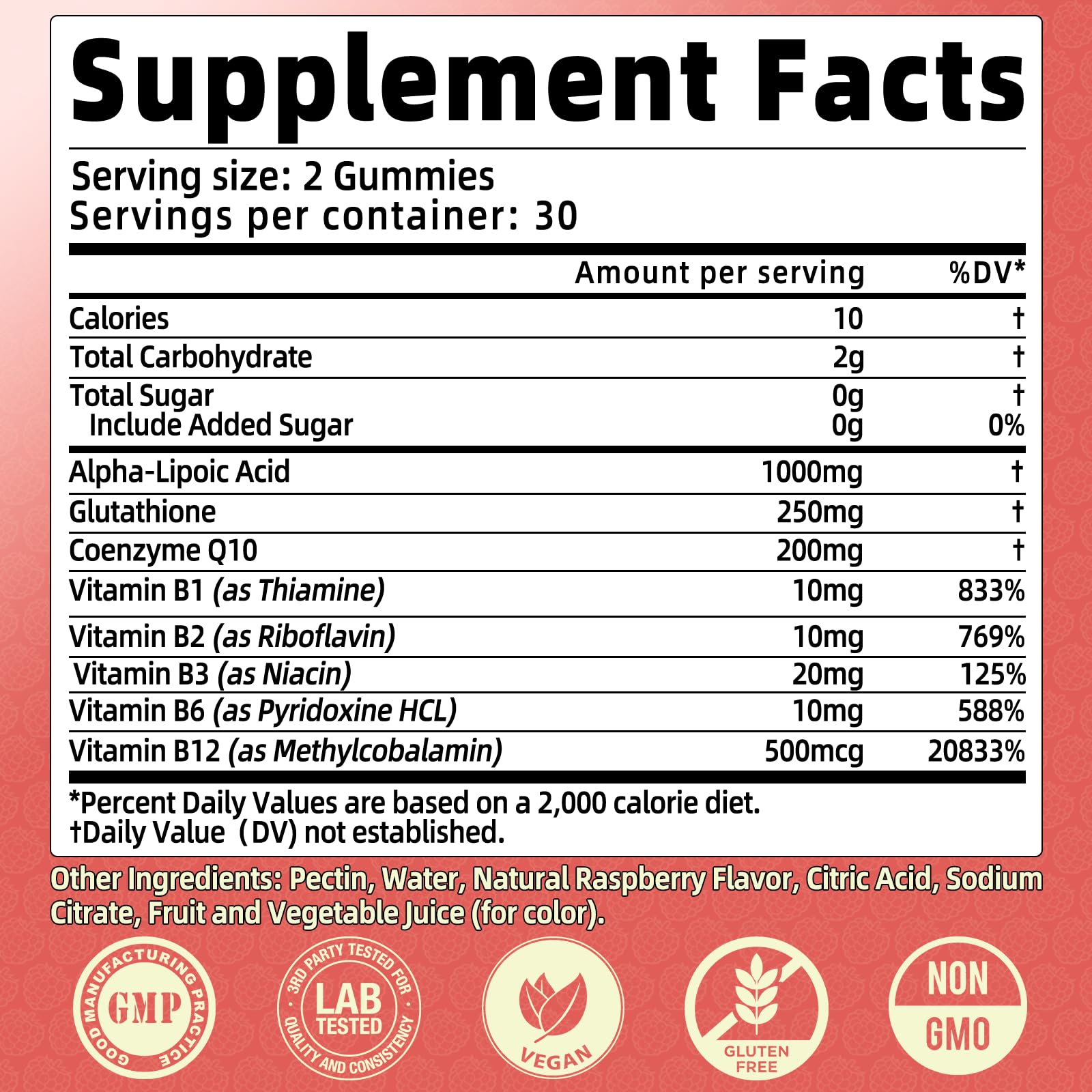 XIHOLIY Alpha Lipoic Acid Gummies raspberry flavour close-up