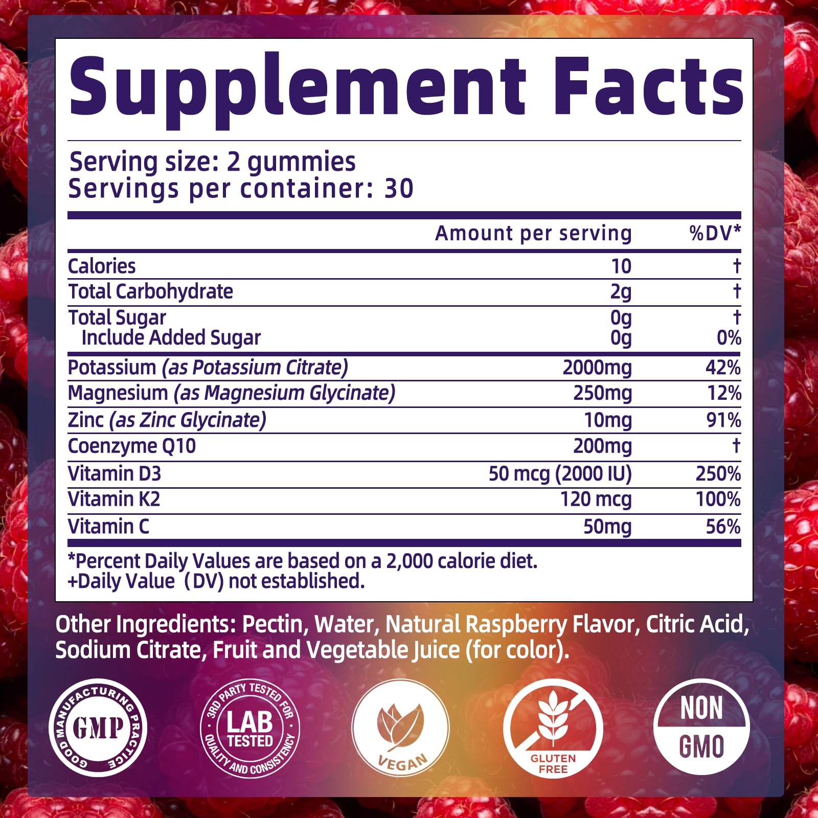 XIHOLIY Potassium Citrate Gummies showing nutritional information