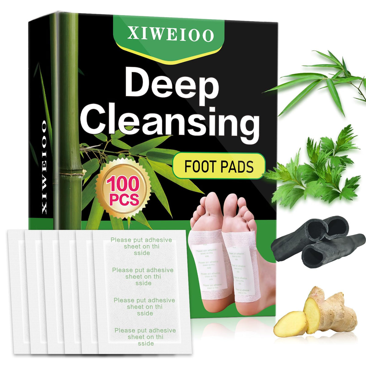 xiweioo Foot Pads package front view with 100 pads