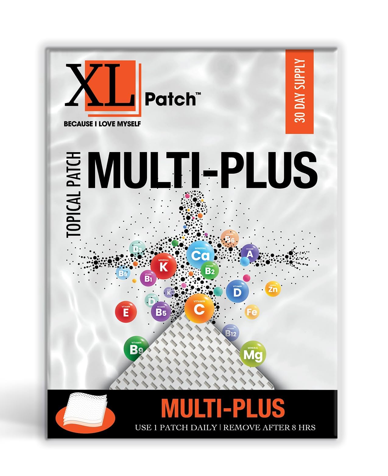 XLPATCH blended vitamin and mineral patches front view