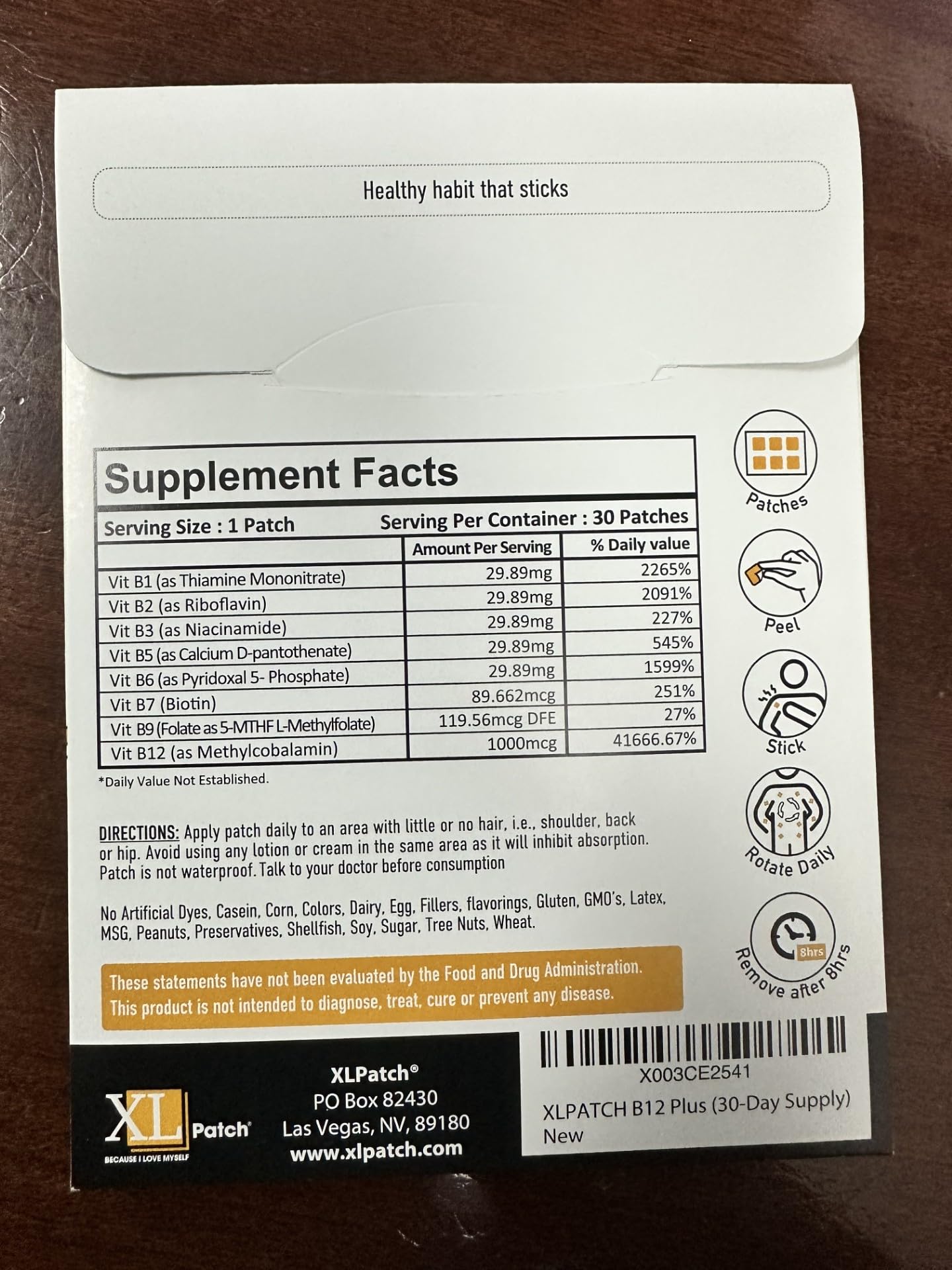 XLPATCH Vitamin Patches side view showing multiple patches