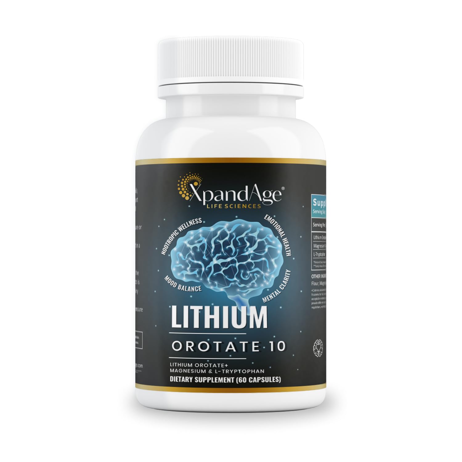 XpandAge Life Sciences Lithium Orotate 10mg Magnesium Supplement front view