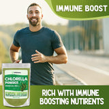 XPRS Nutra Chlorella Powder 113g in a kitchen setting with smoothie ingredients