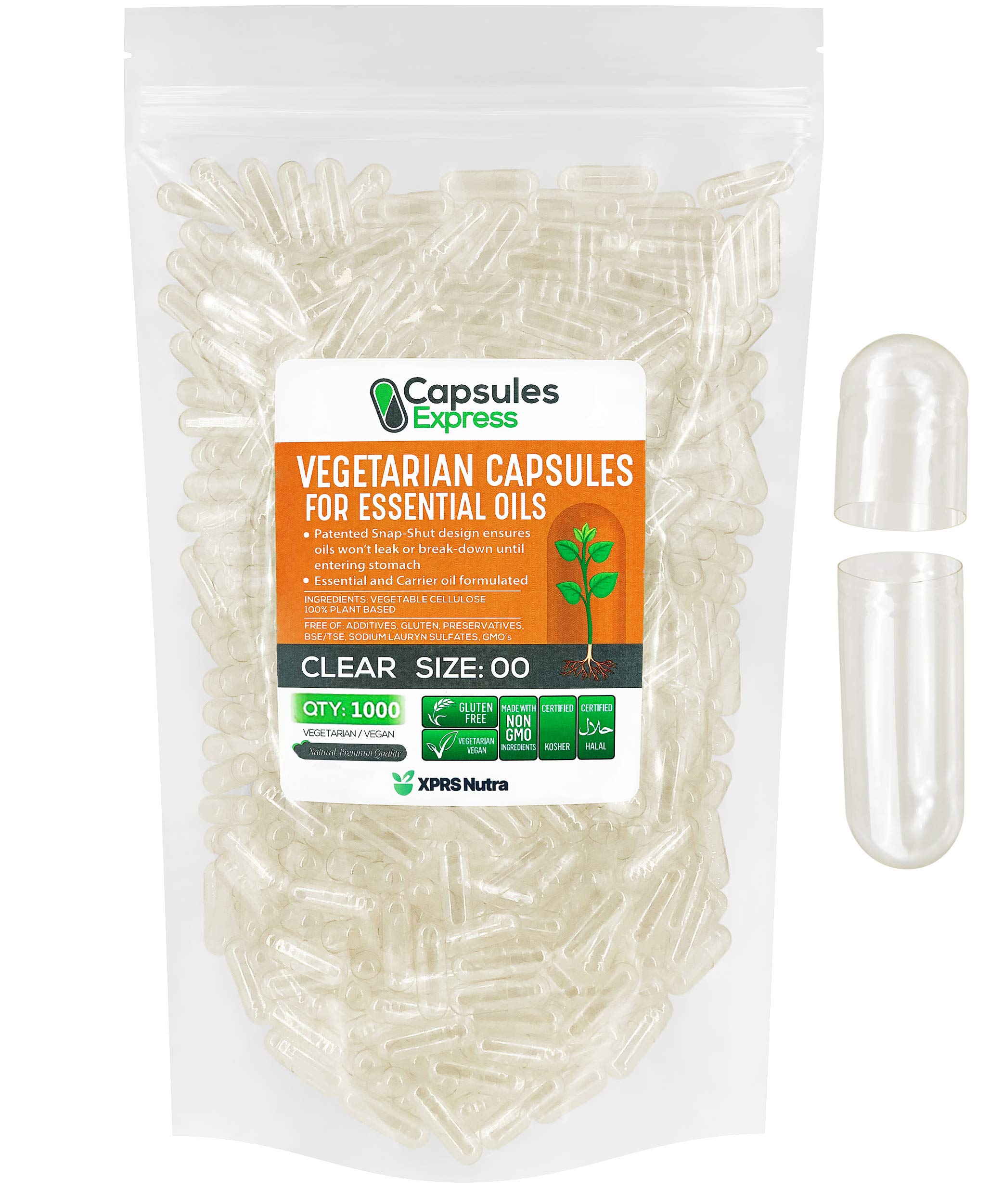 XPRS Nutra empty vegan capsules size 00 front view