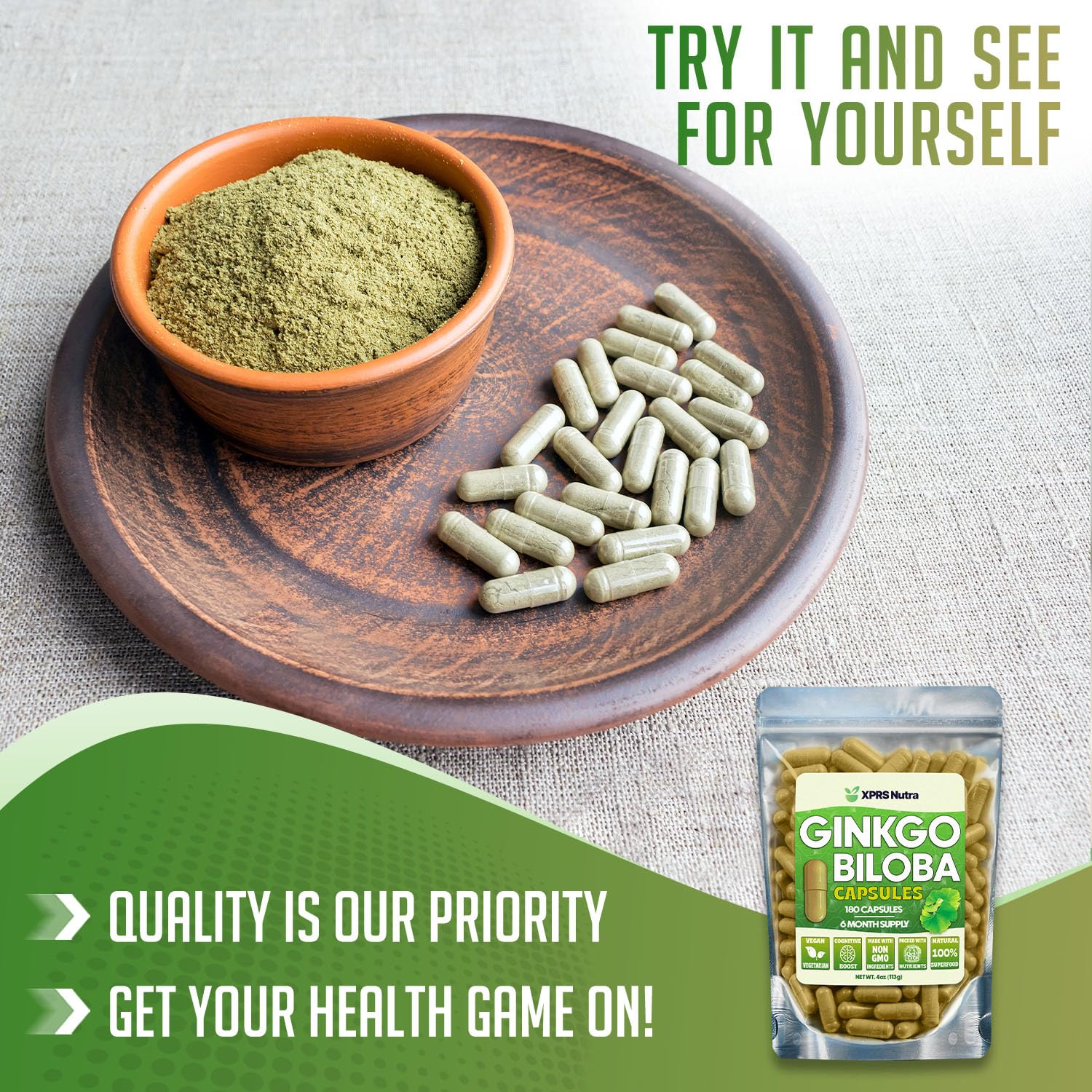 XPRS Nutra Ginkgo Biloba Capsules open bottle
