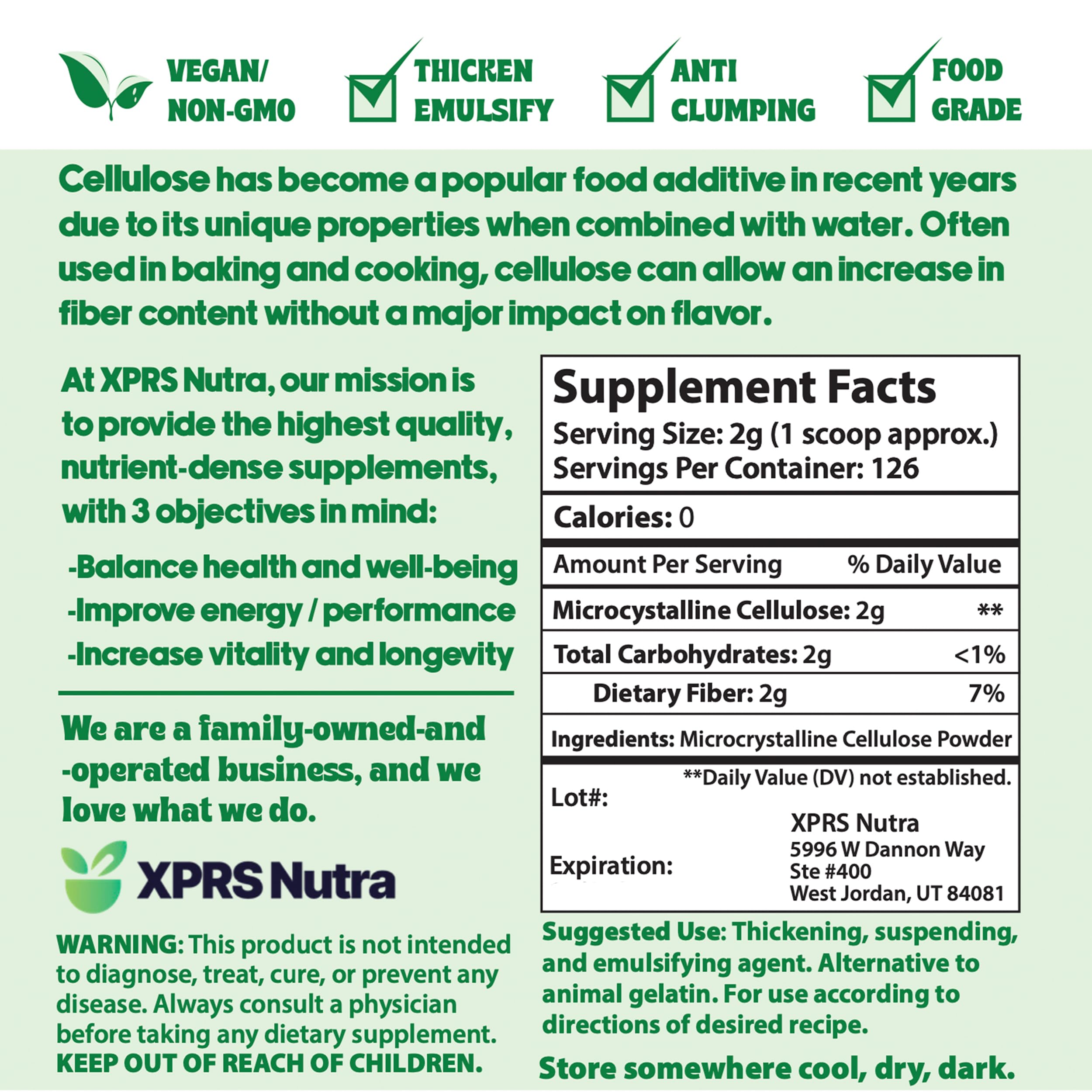 XPRS Nutra Microcrystalline Cellulose Powder 272g in use with capsules