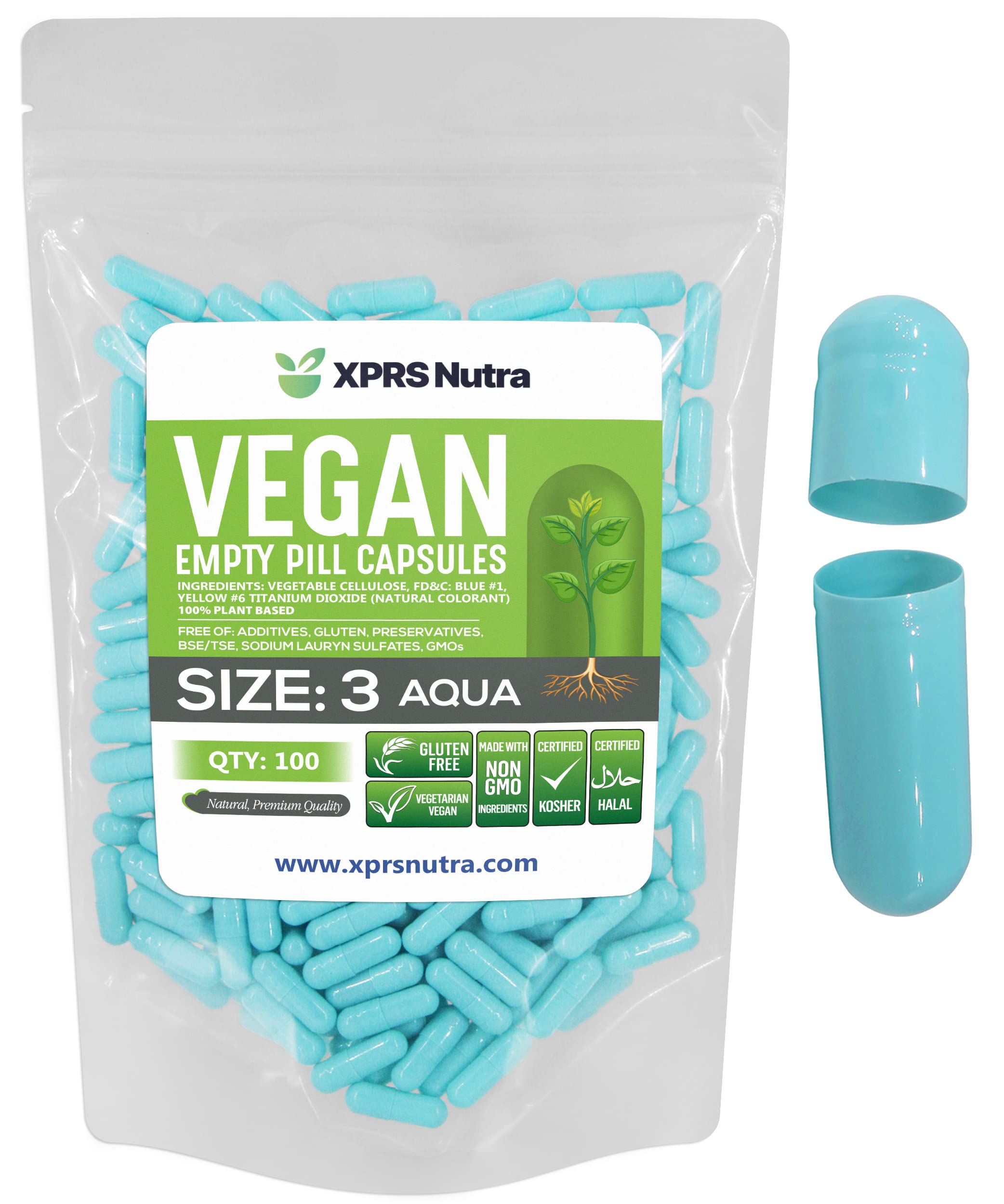 XPRS Nutra Size 3 Empty Vegetarian Capsules 1000 Count front view