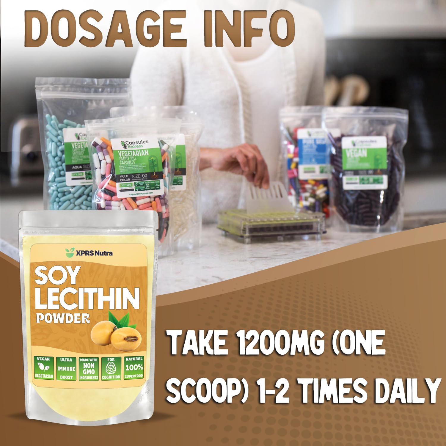 XPRS Nutra Soy Lecithin Powder 295g side view