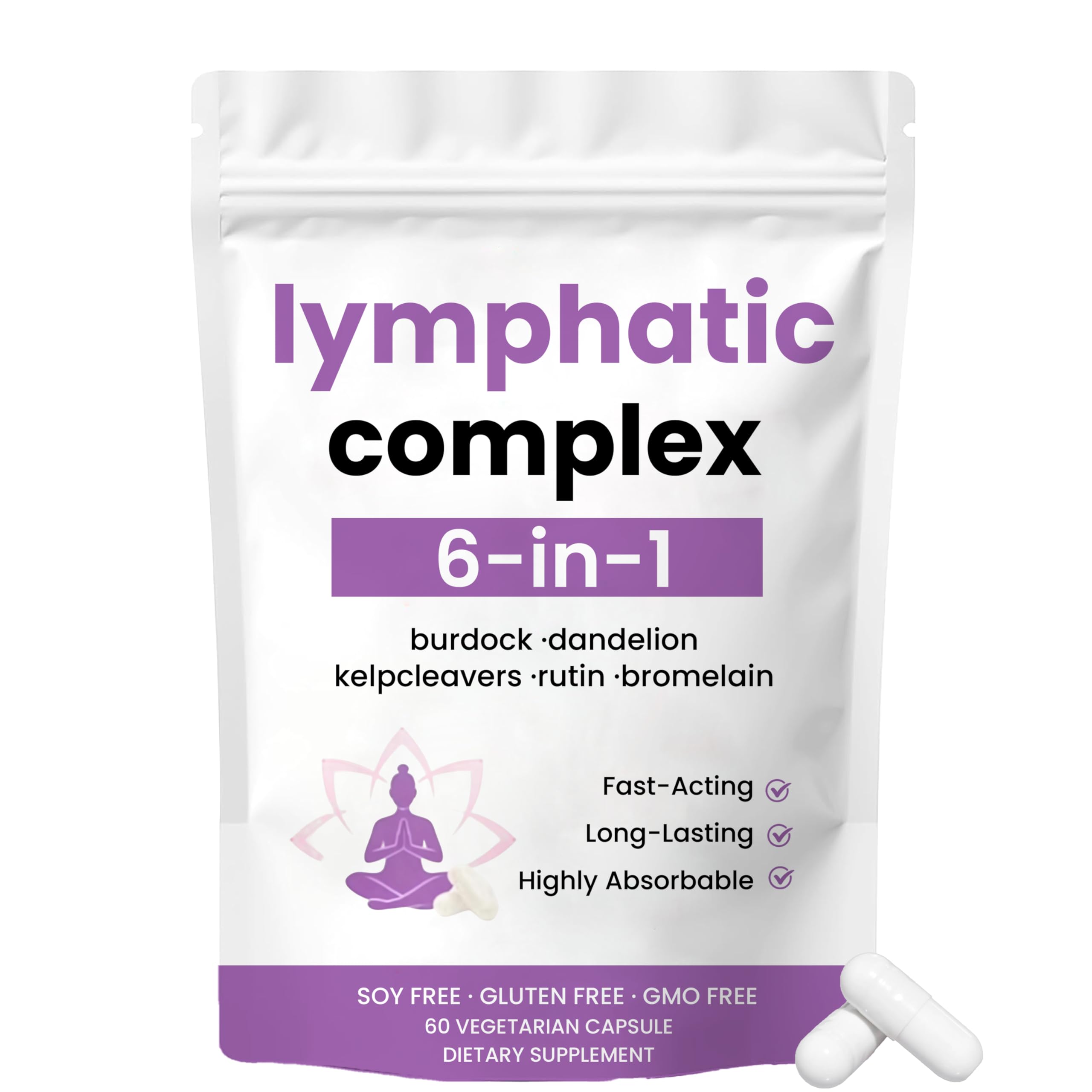 xsaucy Echinacea Lymphatic Complex 6-in-1 Herbal Supplement front view