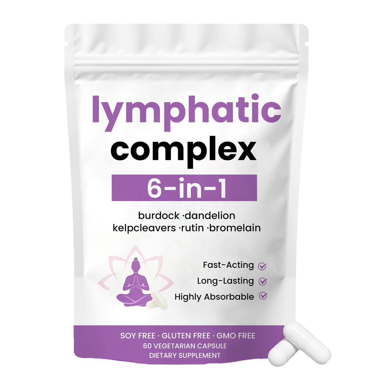 xsaucy Echinacea Lymphatic Complex 6-in-1 Herbal Supplement front view
