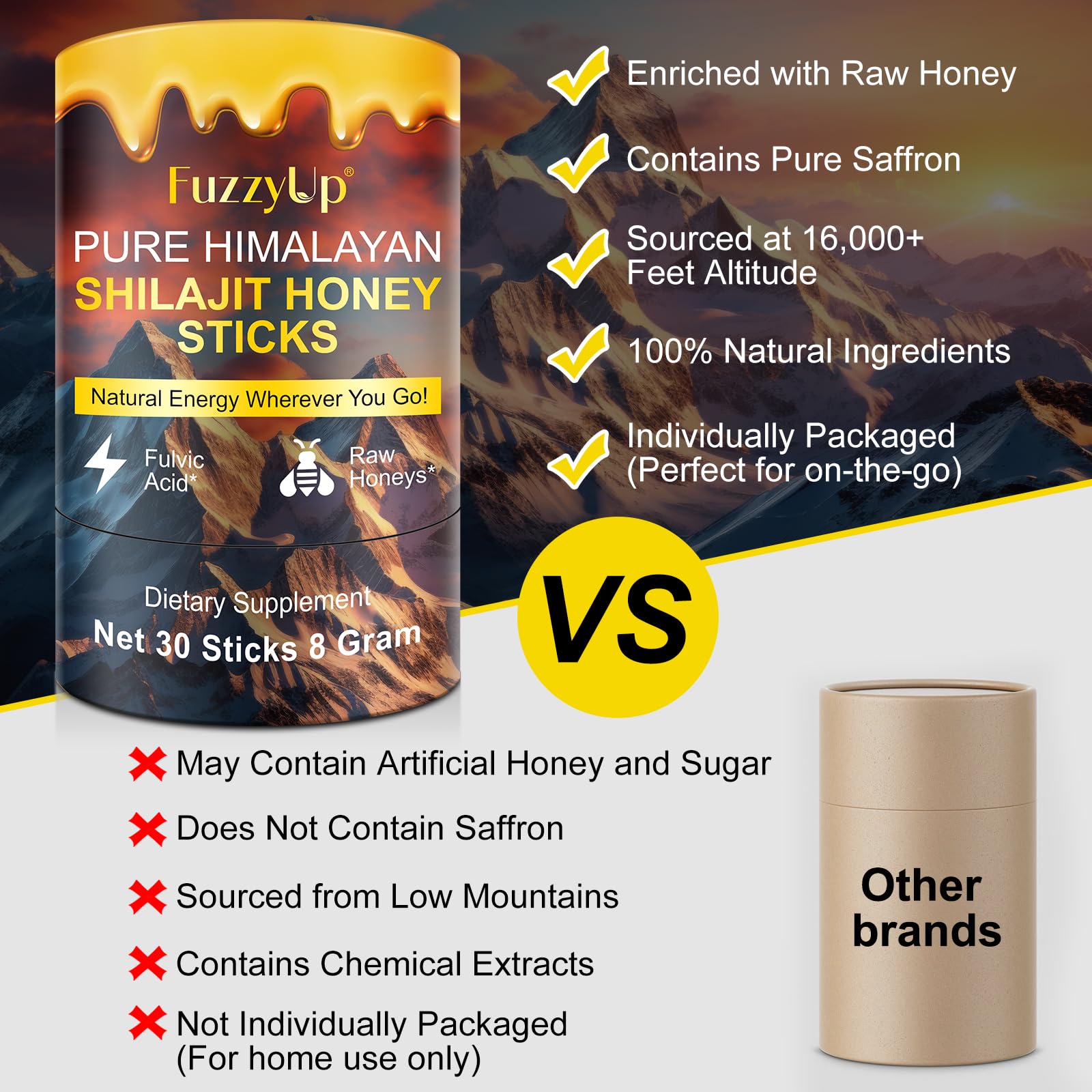 Xsvseie Shilajit Honey Sticks with a spoon