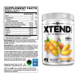 Xtend BCAA Powder 374g back view with nutritional information