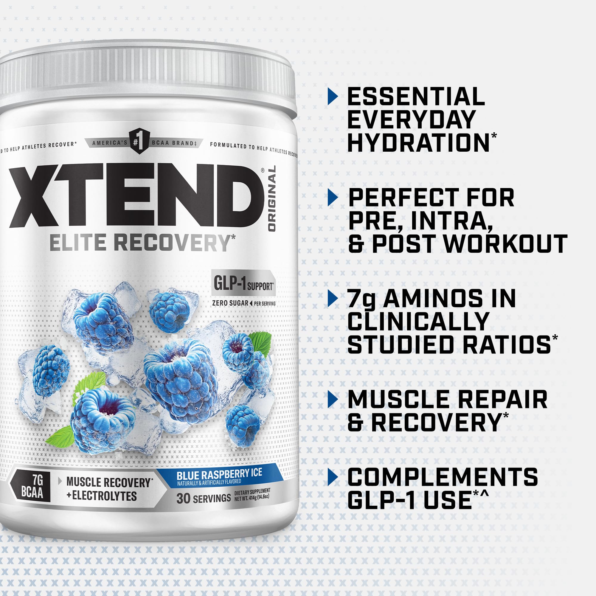 Xtend BCAA Powder 374g in a glass of water