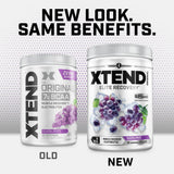 Xtend BCAA Powder 374g in a glass with water