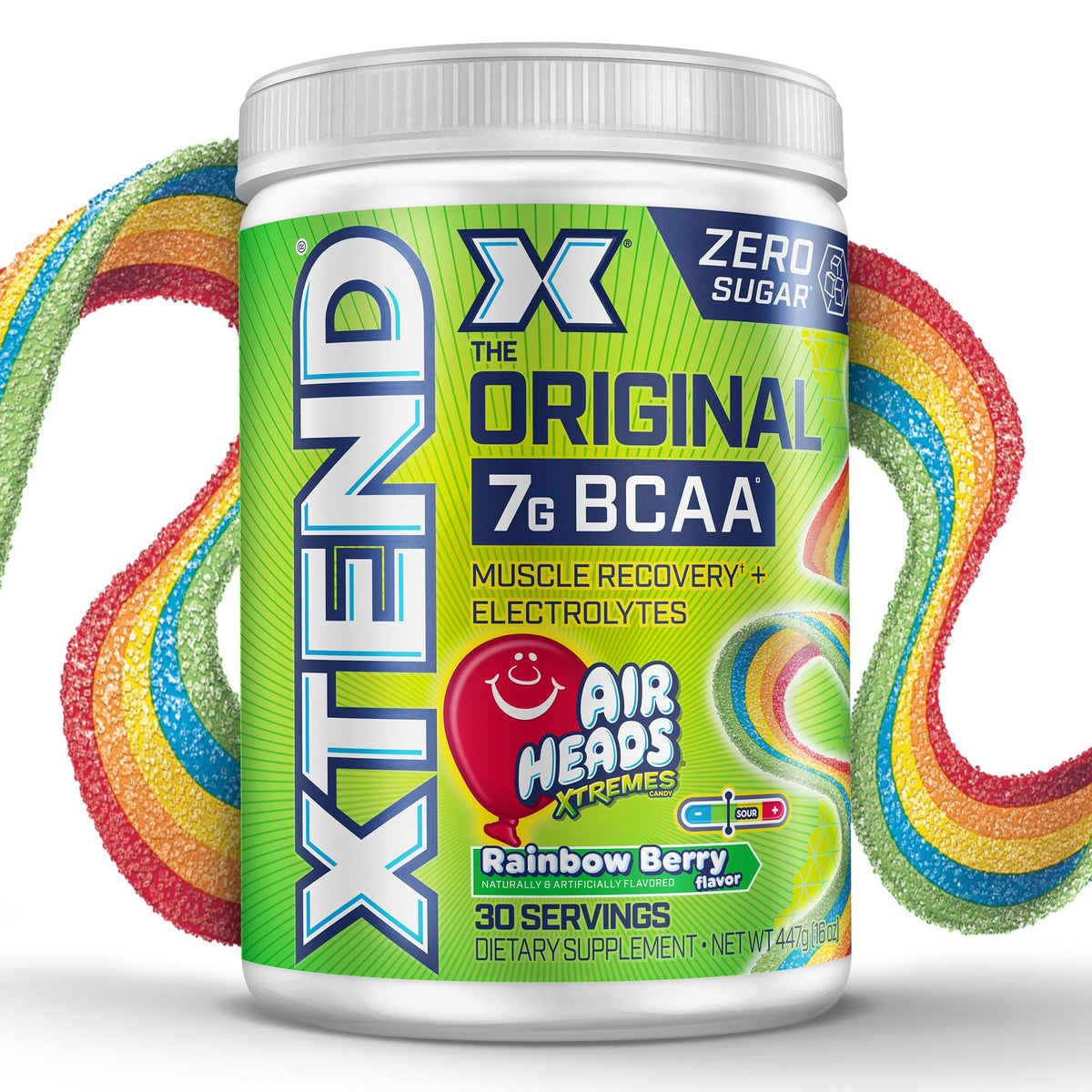 Xtend BCAA Powder 374g in Airheads Xtremes flavour front view