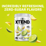 Xtend BCAA Powder 374g on a gym bench with weights