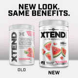 Xtend BCAA Powder 374g scoop with powder on a table