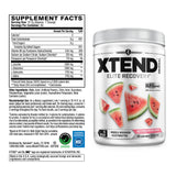 Xtend BCAA Powder 374g side view showing nutritional information